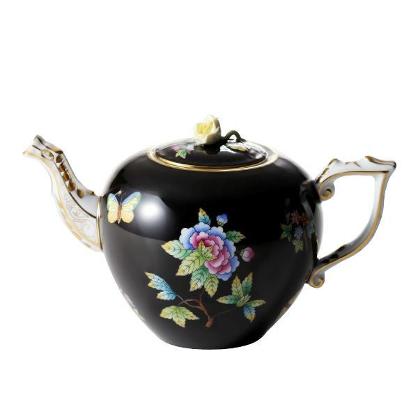ヘレンド (HEREND) 黒いヴィクトリア ティーポット（ローズ） 800ml VE