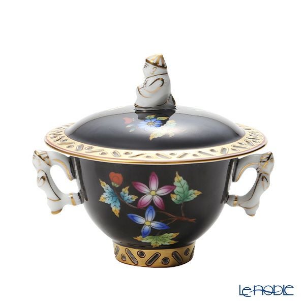 ヘレンド (HEREND) シノワズリ （中国趣味） 黒いヴィクトリア VE-FN シュガーポット マンダリン 100ml 03355-0-21