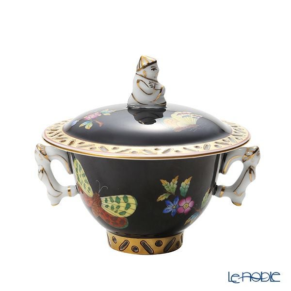 ヘレンド (HEREND) シノワズリ （中国趣味） 黒いヴィクトリア VE-FN シュガーポット マンダリン 100ml 03355-0-21