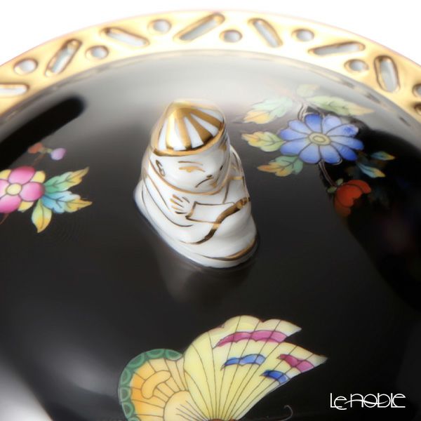 ヘレンド (HEREND) シノワズリ （中国趣味） 黒いヴィクトリア VE-FN シュガーポット マンダリン 100ml 03355-0-21