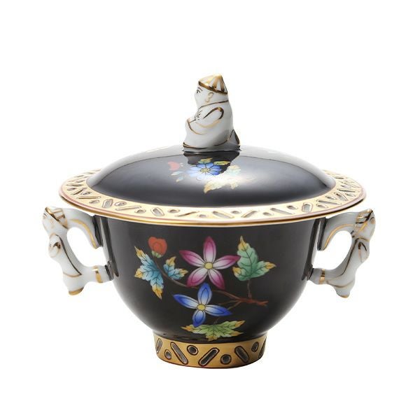 ヘレンド (HEREND) シノワズリ （中国趣味） 黒いヴィクトリア VE-FN シュガーポット マンダリン 100ml 03355-0-21