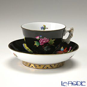 ヘレンド (HEREND) シノワズリ（中国趣味） 黒いヴィクトリア VE-FN 03371-0-21 マンダリン スモールカップ＆ソーサー