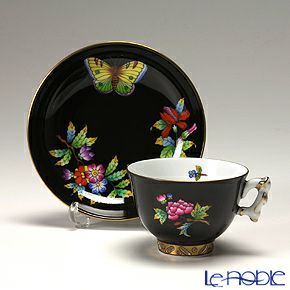 ヘレンド (HEREND) シノワズリ（中国趣味） 黒いヴィクトリア VE-FN 03371-0-21 マンダリン スモールカップ＆ソーサー