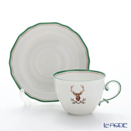 アウガルテン（AUGARTEN） 狩（5824A）スタッグ（鹿） コーヒーカップ＆ソーサー 200ml（062モーツアルトシェイプ）