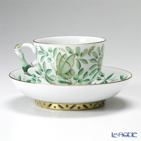 ヘレンド (HEREND) シノワズリ（中国趣味）東方の楽園 グリーン ZOVA 03364-0-21 マンダリン ラージカップ＆ソーサー