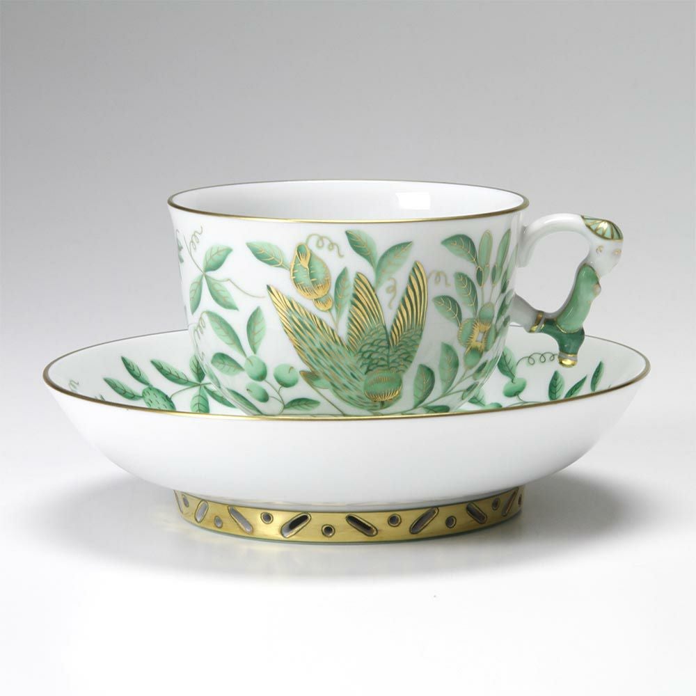 ヘレンド (HEREND) シノワズリ（中国趣味）東方の楽園 グリーン ZOVA 03364-0-21 マンダリン ラージカップ＆ソーサー