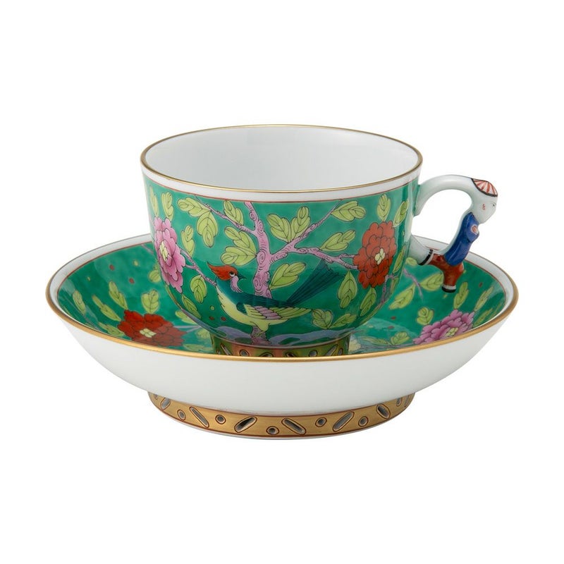 ヘレンド (HEREND) シノワズリ（中国趣味）マカオグリーン MACV 03364-0-21／3364 マンダリン ラージカップ＆ソーサー