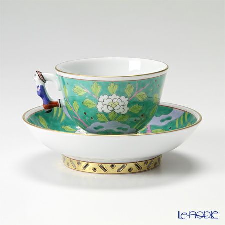 ヘレンド シノワズリ（中国趣味） マカオグリーン MACV 03371-0-21／3371 マンダリン スモールカップ＆ソーサー