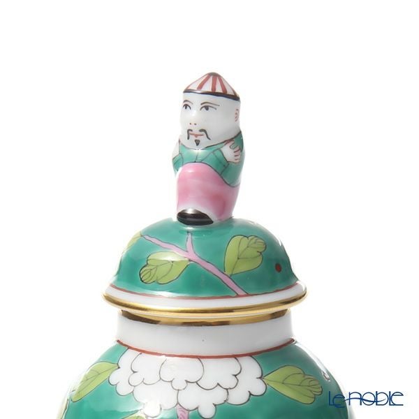 ヘレンド (HEREND) シノワズリ（中国趣味） マカオグリーン・MACV-X1 06574-0-21 ミニベース蓋付（マンダリン） 9cm