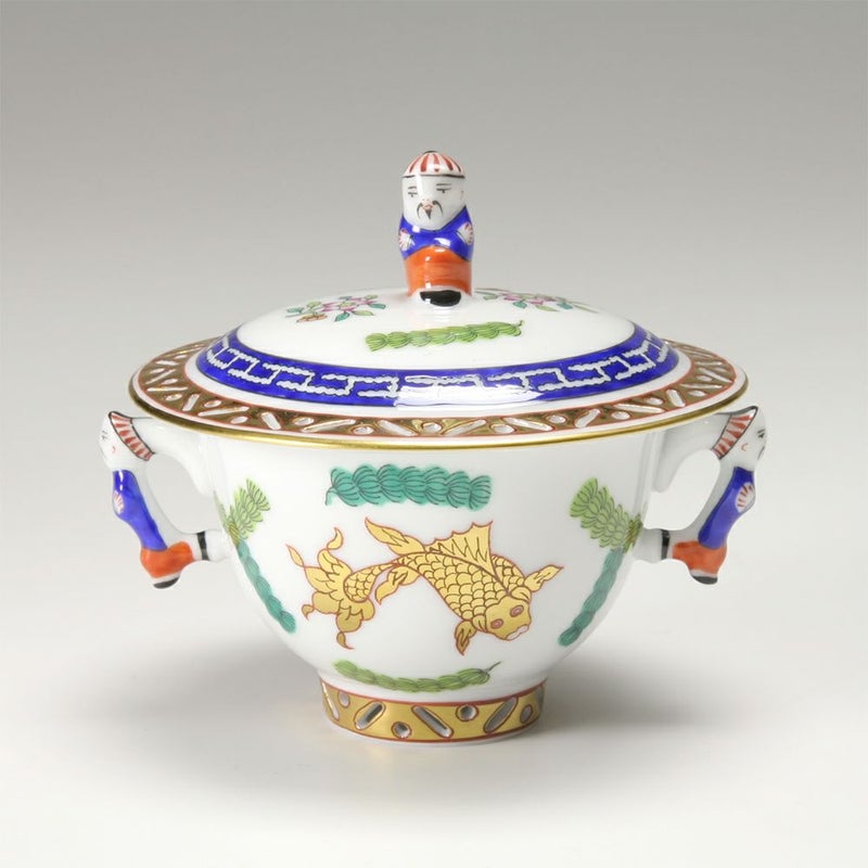 ヘレンド ポワッソン 03355-0-21／3355 シュガーポット（マンダリン） 100ml