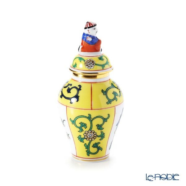 ヘレンド (HEREND) シノワズリ（中国趣味） 西安の黄 SJ ミニベース蓋付 マンダリン 9cm 06574-0-21