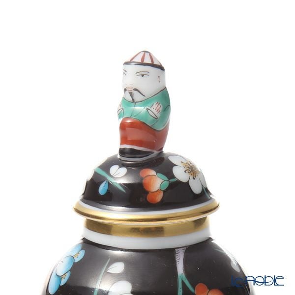 ヘレンド (HEREND) 黒地紅梅・PFNC 06574-0-21 ミニベース蓋付（マンダリン） 9cm