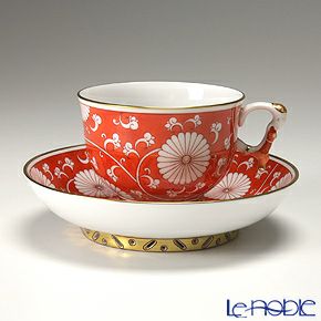 ヘレンド (HEREND) シノワズリ（中国趣味）赤地菊 CHRY 03364-0-21 マンダリン ラージカップ＆ソーサー