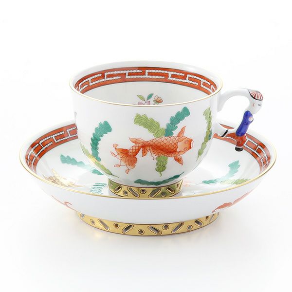 ヘレンド (HEREND) シノワズリ（中国趣味）ポワッソン（赤） 03364-0-21 マンダリン ラージカップ＆ソーサー