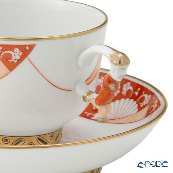 ヘレンド (HEREND) シノワズリ（中国趣味）CHRYMS（赤地菊） マンダリン ラージカップ＆ソーサー 03364-0-21