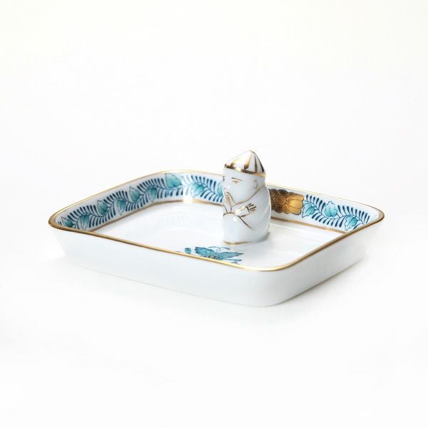 ヘレンド アポニーターコイズ オブロングトレイ マンダリン 8cm 07733-0-21