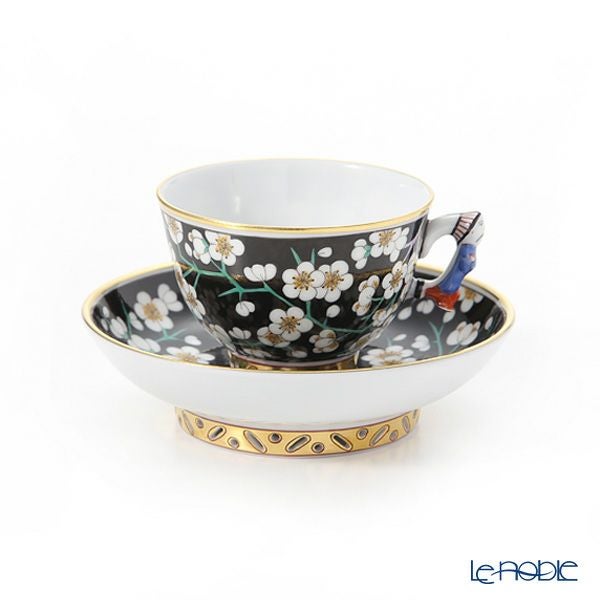 ヘレンド シノワズリ（中国趣味）黒地白梅 PFNB 03371-0-21 マンダリン スモールカップ＆ソーサー