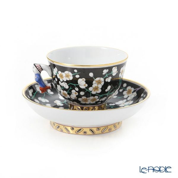 ヘレンド シノワズリ（中国趣味）黒地白梅 PFNB 03371-0-21 マンダリン スモールカップ＆ソーサー