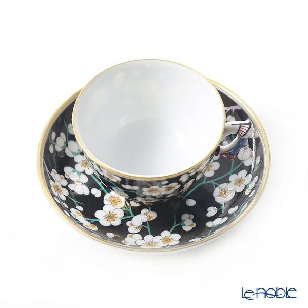 ヘレンド シノワズリ（中国趣味）黒地白梅 PFNB 03371-0-21 マンダリン スモールカップ＆ソーサー