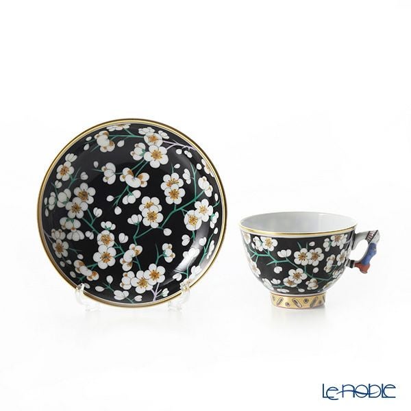 ヘレンド シノワズリ（中国趣味）黒地白梅 PFNB 03371-0-21 マンダリン スモールカップ＆ソーサー