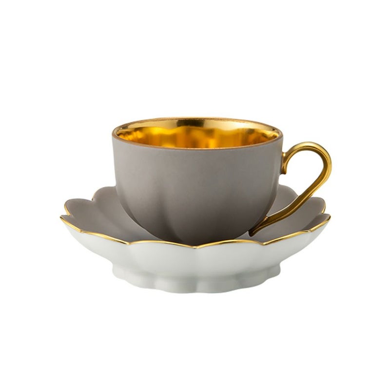 アウガルテン（AUGARTEN） メロン スモークグレー＆ゴールド （6925RM） モカカップ＆ソーサー（015）
