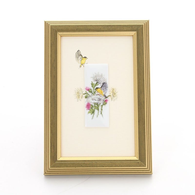 ヘレンド MID-1 08191-0-00 陶板（花と鳥） 6.5×2.5cm