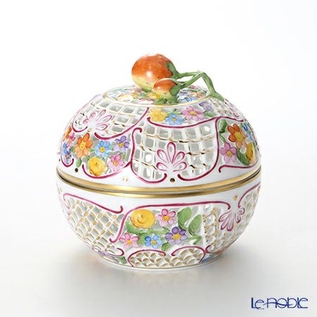 ヘレンド (HEREND) ファンタジー C 06213-0-11／6210 透かしボンボン入れ（ストロベリー）