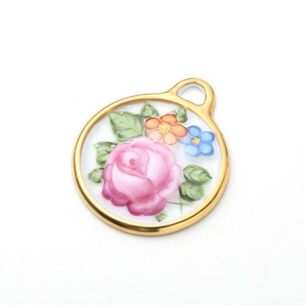 ヘレンド ペンダントトップ C 08073-0-00 フラワーラウンドピンク 4cm（ローズ）