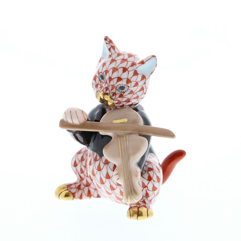 ヘレンド人形 05087-0-00 VH バイオリンを弾く猫 7cm オレンジ