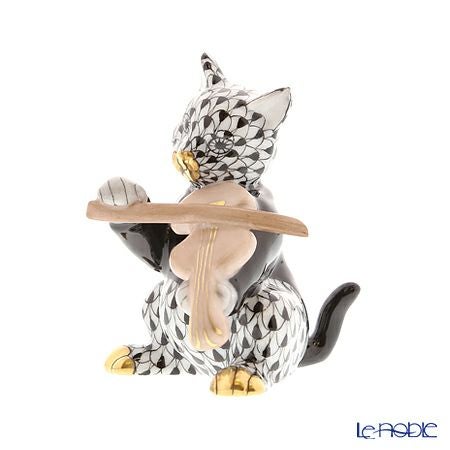 ヘレンド人形 05087-0-00 VHNM バイオリンを弾く猫 7cm ブラック