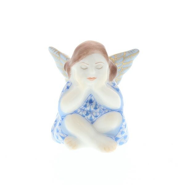 ヘレンド人形 VHBM 05550-0-00 シッティングエンジェル ブルー 4.5cm