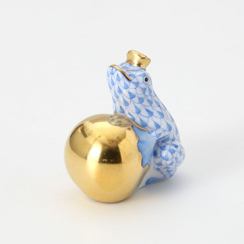 ヘレンド (HEREND)人形 15369-0-03 VHB カエルの王様 4cm ブルー