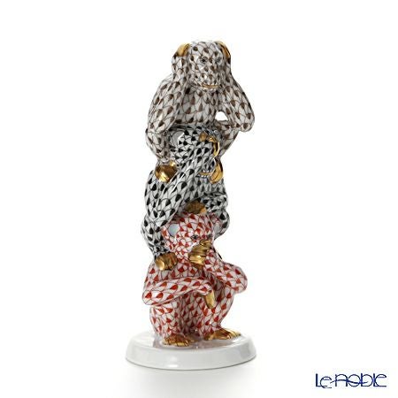 ヘレンド (HEREND)人形 15719-0-00 VHY-9 スリーワイズモンキーズ 13cm