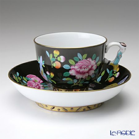 ヘレンド (HEREND) シノワズリ（中国趣味）SP225 ブラック 03364-0-21 マンダリン ラージカップ＆ソーサー