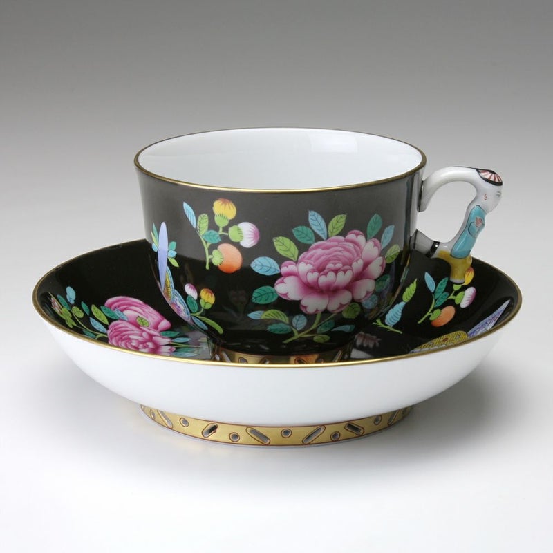 ヘレンド (HEREND) シノワズリ（中国趣味）SP225 ブラック 03364-0-21 マンダリン ラージカップ＆ソーサー