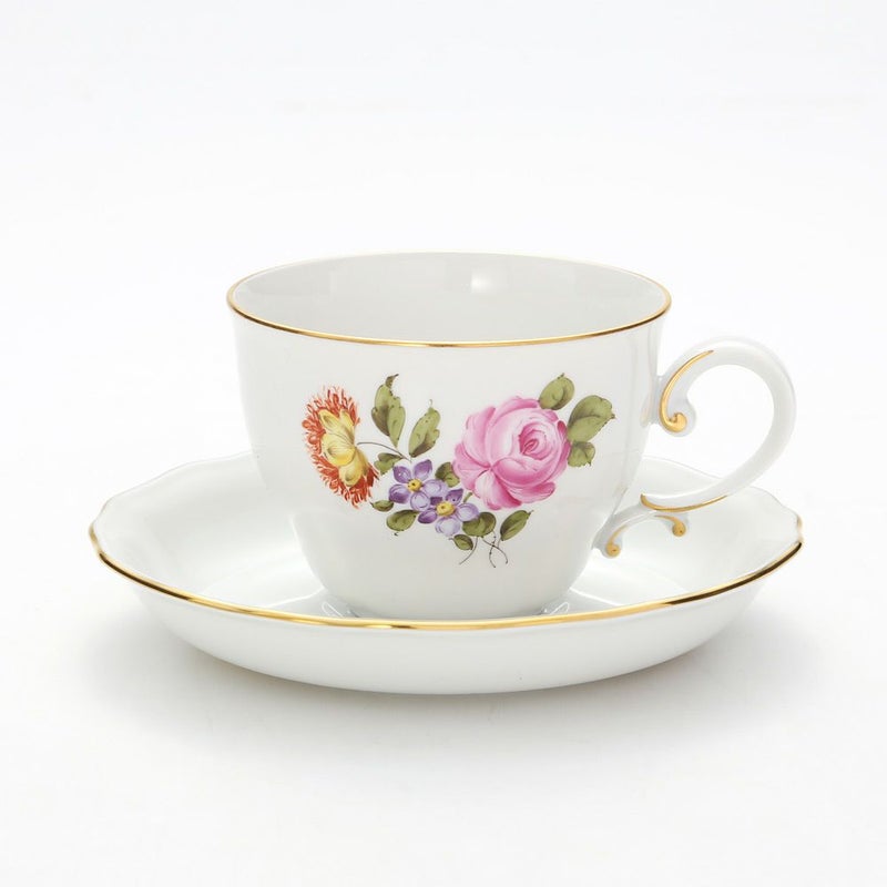 アウガルテン（AUGARTEN） シンプルブーケ（5052C） ピンクのバラ コーヒーカップ＆ソーサー 200ml（062モーツアルトシェイプ）