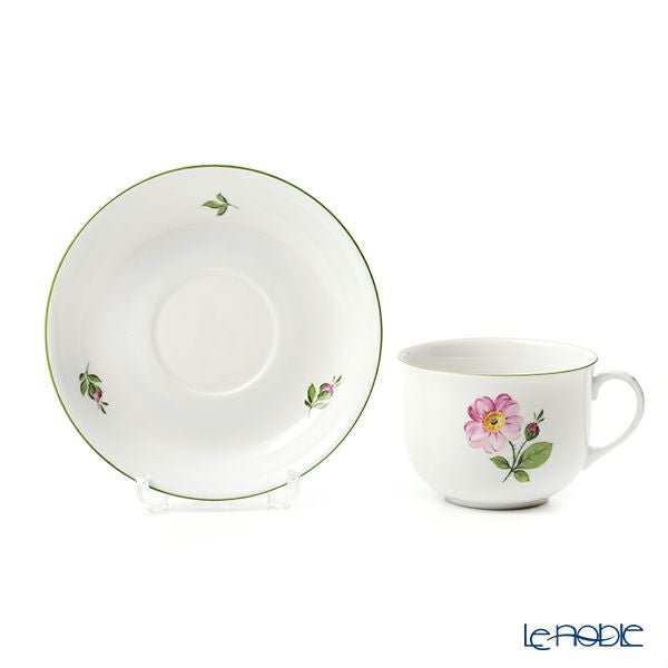 アウガルテン（AUGARTEN） ウィンナーフラワー（5089C） 野バラ ピンク コーヒーカップ＆ソーサー 200ml （001シューベルトシェイプ）