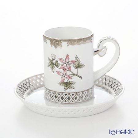 ヘレンド (HEREND) ヴィクトリア・プラチナ VBOG-X1-PT 04756-0-00 ティーカップ＆ソーサー 透かしレース 100ml