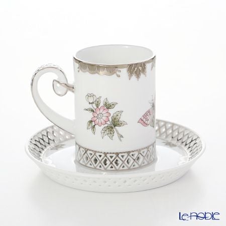ヘレンド (HEREND) ヴィクトリア・プラチナ VBOG-X1-PT 04756-0-00 ティーカップ＆ソーサー 透かしレース 100ml
