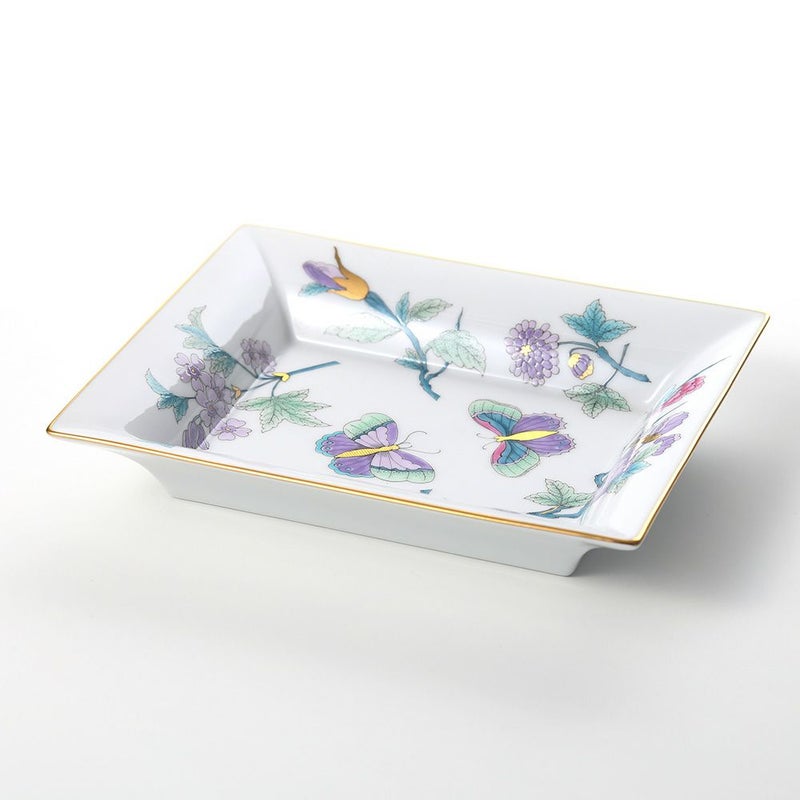 ヘレンド ロイヤルガーデン EVICT2 07631-0-00 スクエアトレイ 16×19cm ターコイズ シリアルナンバー・特製ケース付 世界限定生産250点