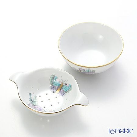 ヘレンド ロイヤルガーデン EVICT2 01453／1454 ティーストレーナー／ボウル ターコイズ