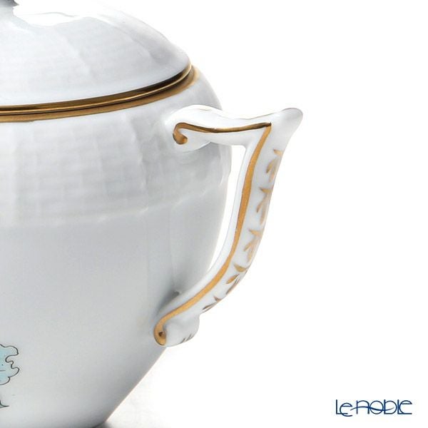 ヘレンド ロイヤルガーデン EVICTF2 00472-0-17（フラワー） シュガーポット チョウ 200ml ターコイズ