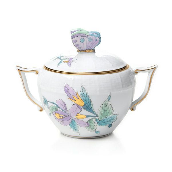 ヘレンド ロイヤルガーデン EVICTF2 00472-0-17（フラワー） シュガーポット チョウ 200ml ターコイズ