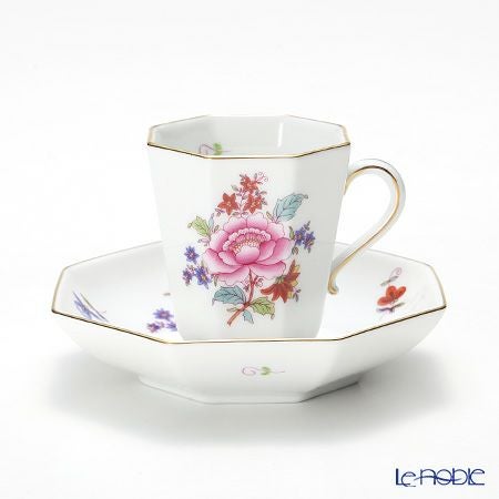 ヘレンド 南京ブーケ 04307-0-00 モカカップ＆ソーサー（オクタゴナル）