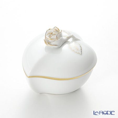 ヘレンド HDE 白磁金彩 06005-0-09 ハートボックス（ローズ）