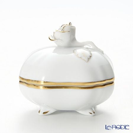 ヘレンド HDE 白磁金彩 06179-0-09 スクエアボックス（ローズ）