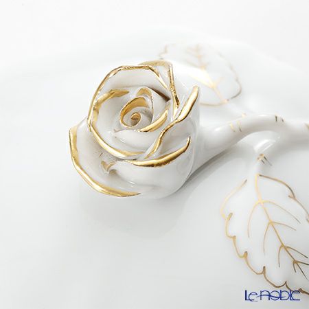 ヘレンド HDE 白磁金彩 06179-0-09 スクエアボックス（ローズ）