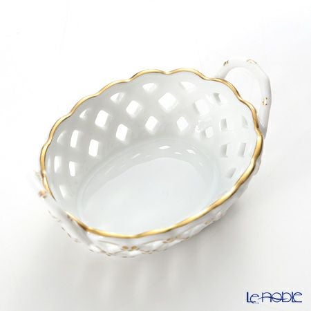 ヘレンド HDE 白磁金彩 07425-0-00 バスケット（オープンワーク）