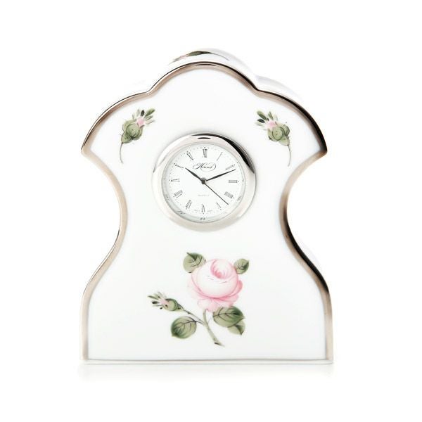 ヘレンド ウィーンのバラ プラチナ テーブルクロック 11cm 08085-0-00