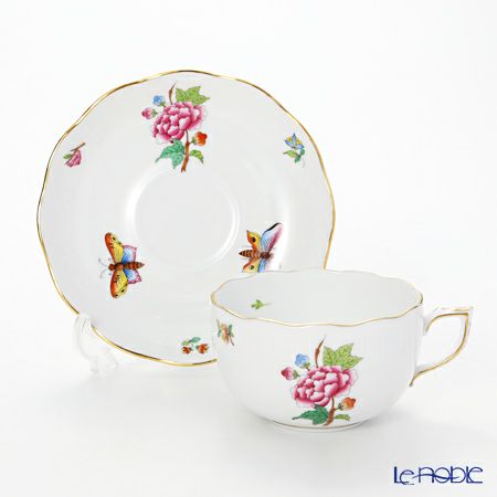 ヘレンド (HEREND) ヴィクトリア・花と蝶 LVF-1 0724-0-00 ティーカップ＆ソーサー 200ml